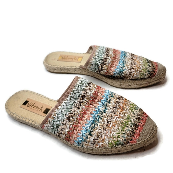 vidorreta espadrill mule slip on flats multicolored woven pattern. Size 40 US 10 - Picture 5 of 11